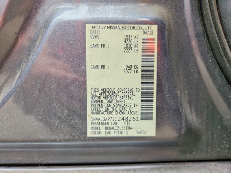 58536766 :رقم المزاد ، 1N4AL3AP7JC248261 vin ، 2018 Nissan Altima مزاد بيع