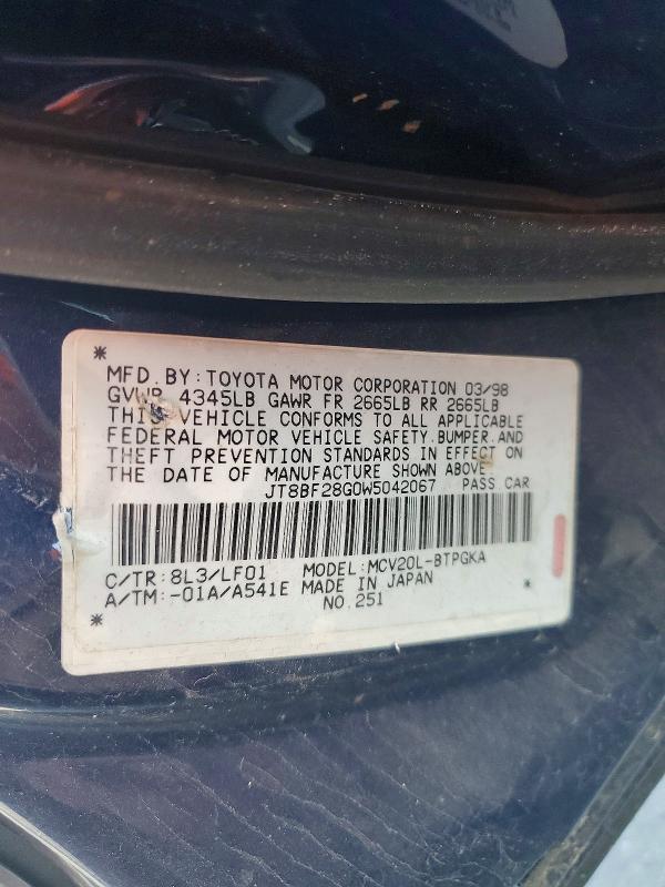 Продажа на аукционе авто 1998 Lexus Es, vin: JT8BF28G0W5042067, номер лота: 57124296