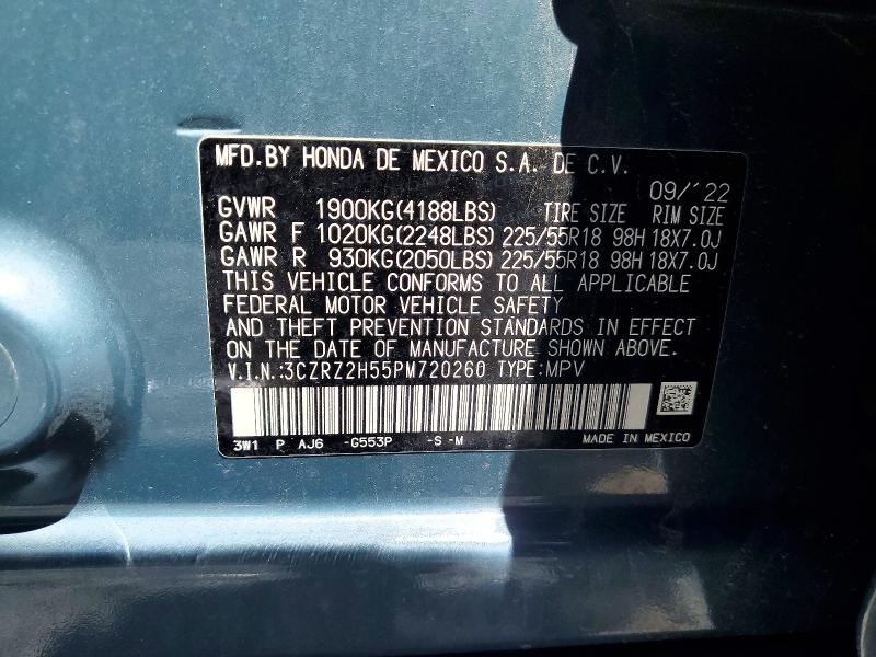 Aukcja sprzedaży 2023 Honda Hr-v, vin: 3CZRZ2H55PM720260, numer aukcji: 57226416
