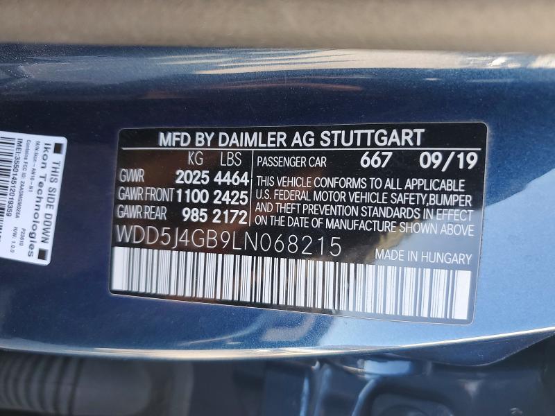 Продаж на аукціоні авто 2020 Mercedes-benz Cla, vin: WDD5J4GB9LN068215, номер лоту: 56255256