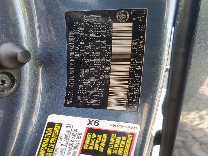 2016 Toyota Corolla მანქანა იყიდება აუქციონზე, vin: 2T1BURHE2GC618244, აუქციონის ნომერი: 56526016
