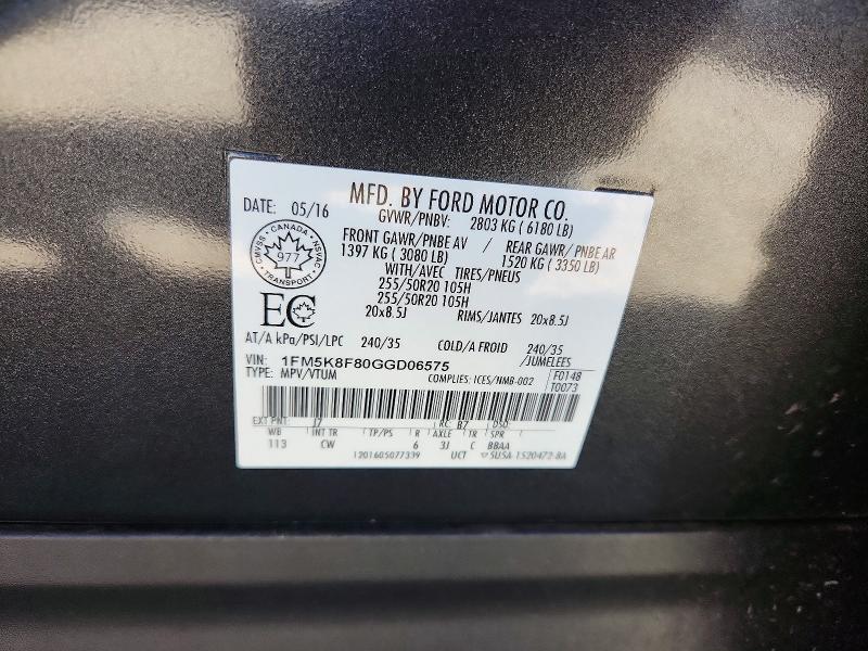 Продажа на аукционе авто 2016 Ford Explorer, vin: 1FM5K8F80GGD06575, номер лота: 54893776
