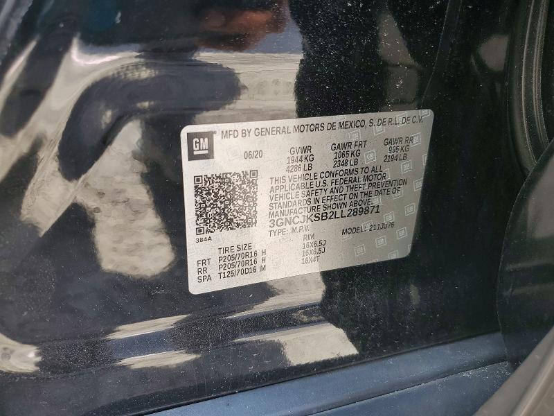 Aukcja sprzedaży 2020 Chevrolet Trax, vin: 3GNCJKSB2LL289871, numer aukcji: 56562516