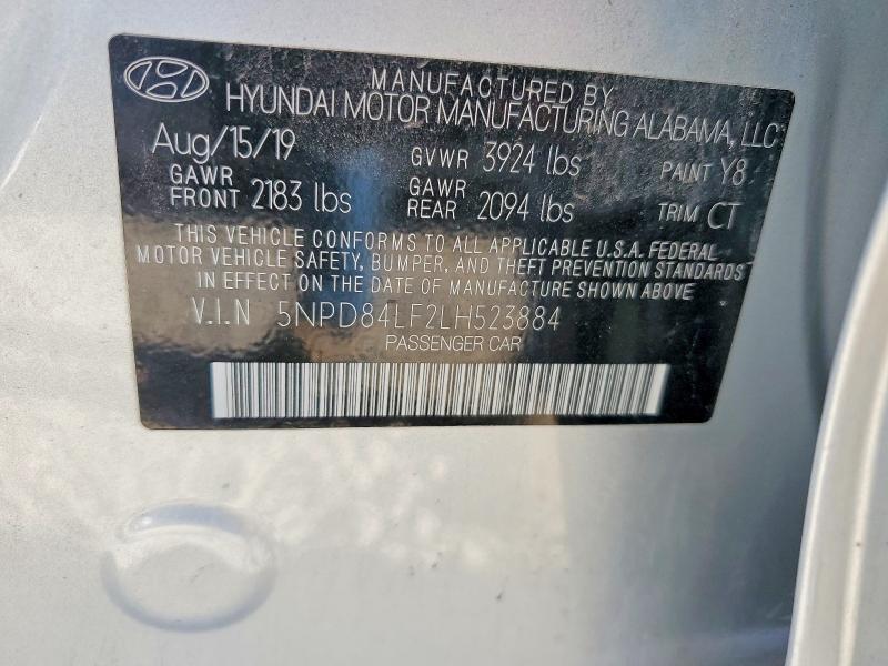2020 Hyundai Elantra მანქანა იყიდება აუქციონზე, vin: 5NPD84LF2LH523884, აუქციონის ნომერი: 57535726