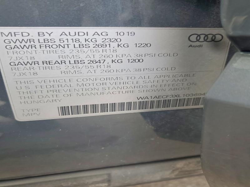 Продаж на аукціоні авто 2020 Audi Q3, vin: WA1AECF3XL1036943, номер лоту: 56773956