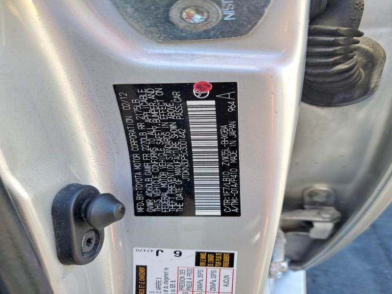55471206 :رقم المزاد ، JTDKN3DP5C3001442 vin ، 2012 Toyota Prius Plug-in Hybrid مزاد بيع