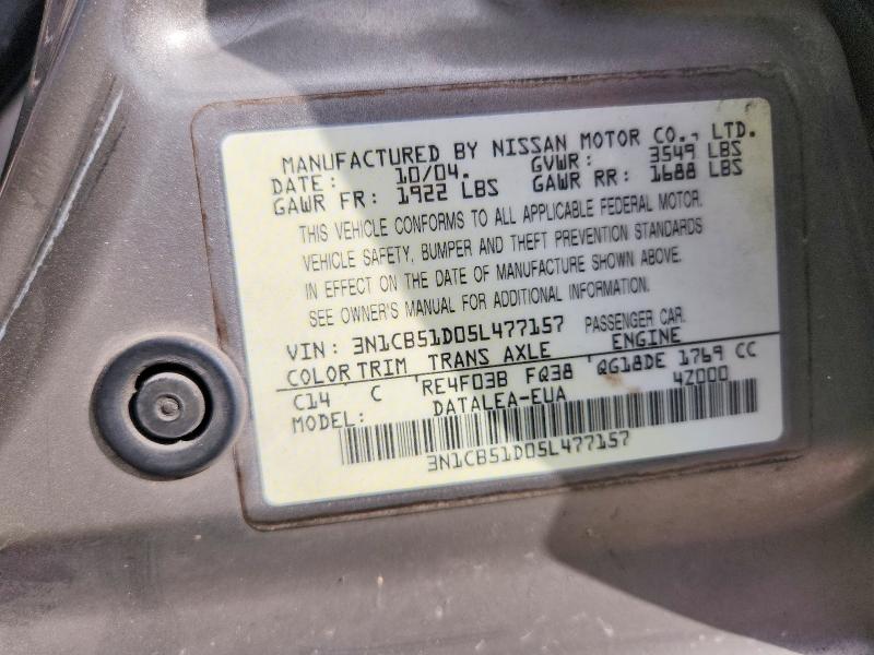 56427226 :رقم المزاد ، 3N1CB51D05L477157 vin ، 2005 Nissan Sentra مزاد بيع