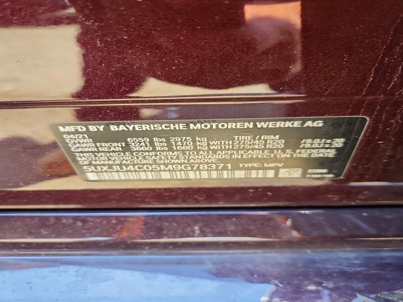 Aukcja sprzedaży 2021 Bmw X5, vin: 5UXJU4C05M9G78371, numer aukcji: 57733156