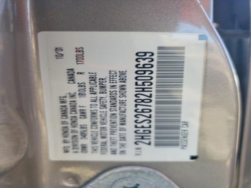 55408766 :رقم المزاد ، 2HGES26782H509639 vin ، 2002 Honda Civic مزاد بيع