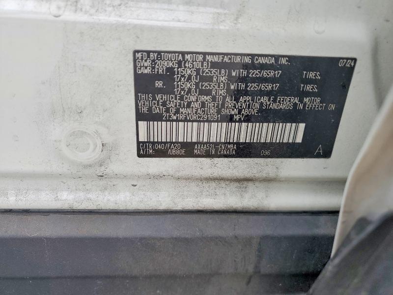 Aukcja sprzedaży 2024 Toyota Rav4, vin: 2T3W1RFV0RC291091, numer aukcji: 56697276