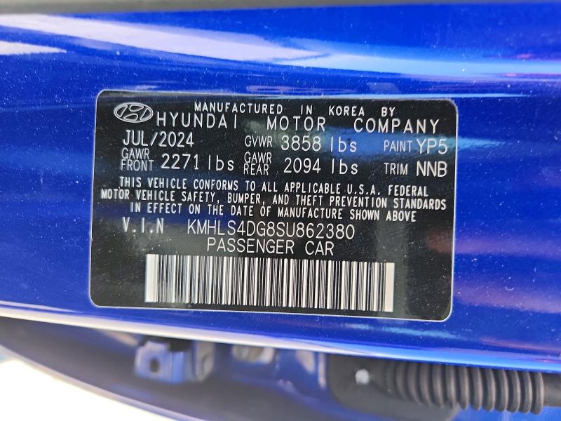 2025 Hyundai Elantra მანქანა იყიდება აუქციონზე, vin: KMHLS4DG8SU862380, აუქციონის ნომერი: 57023326