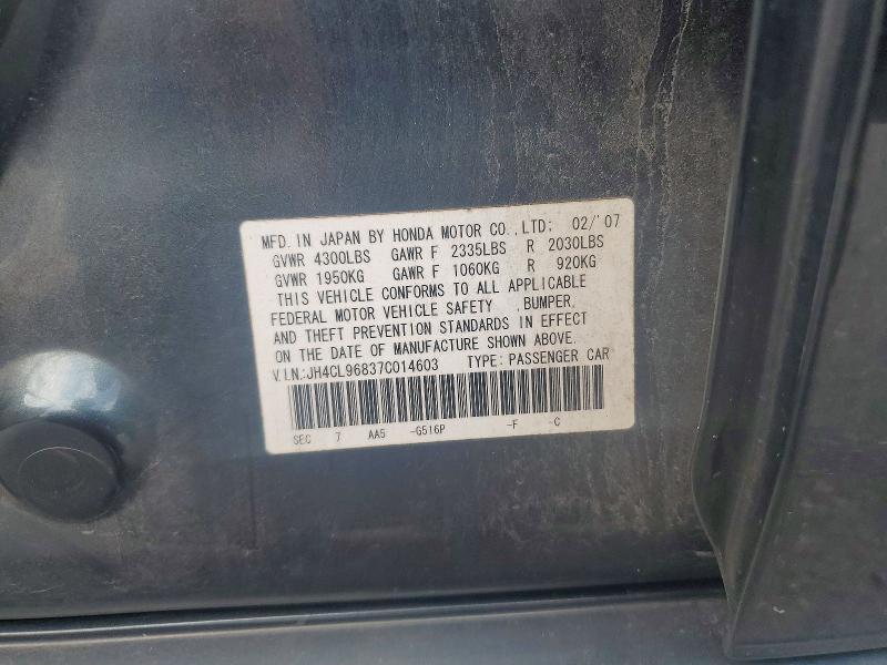 Продажа на аукционе авто 2007 Acura Tsx, vin: JH4CL96837C014603, номер лота: 59300956