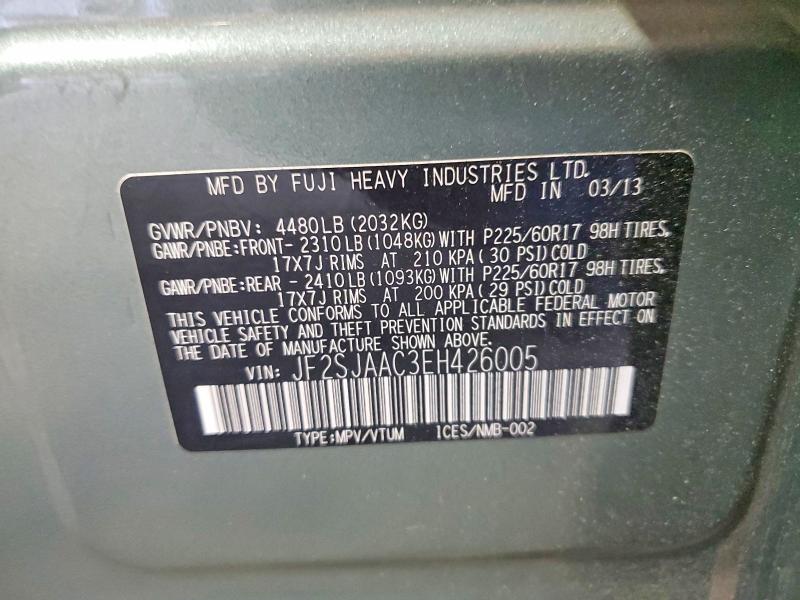 55774446 :رقم المزاد ، JF2SJAAC3EH426005 vin ، 2014 Subaru Forester مزاد بيع