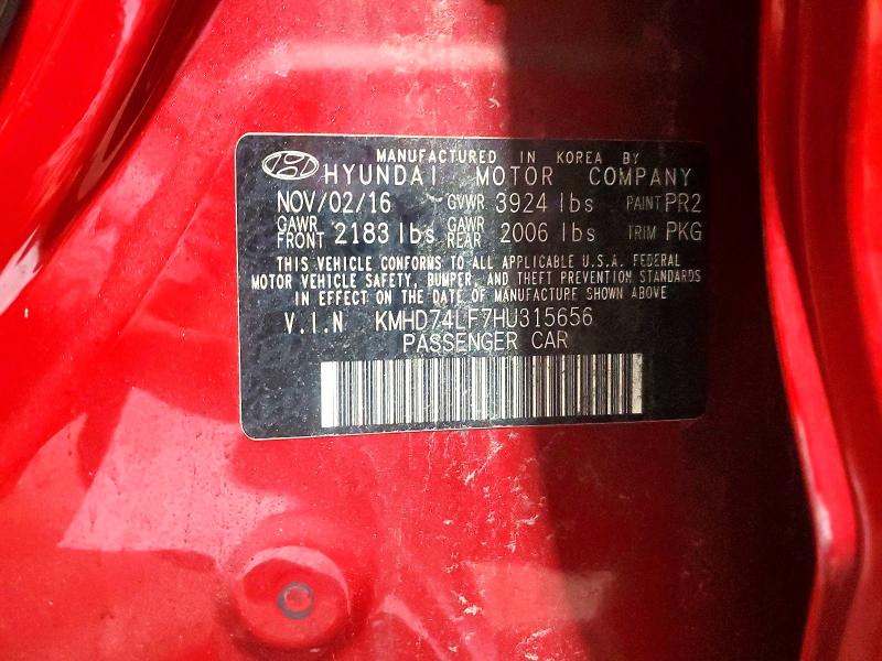 Продажа на аукционе авто 2017 Hyundai Elantra, vin: KMHD74LF7HU315656, номер лота: 58131616