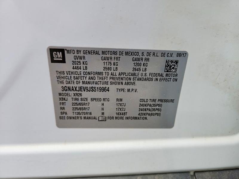 Продажа на аукционе авто 2018 Chevrolet Equinox, vin: 3GNAXJEV9JS519964, номер лота: 57550306