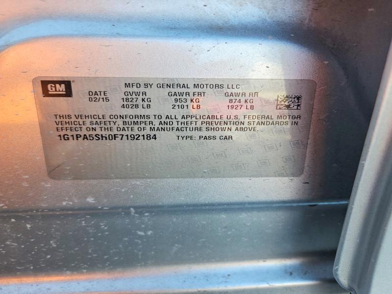 2015 Chevrolet Cruze მანქანა იყიდება აუქციონზე, vin: 1G1PA5SH0F7192184, აუქციონის ნომერი: 58894706