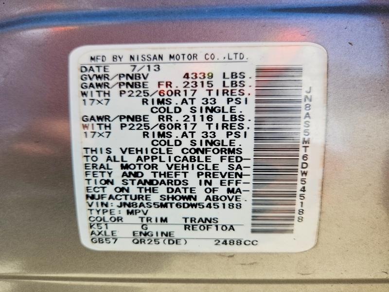 Aukcja sprzedaży 2013 Nissan Rogue, vin: JN8AS5MT6DW545188, numer aukcji: 55844996