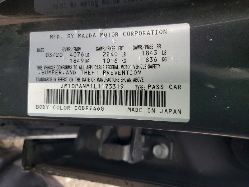 58842316 :رقم المزاد ، JM1BPANM1L1173319 vin ، 2020 Mazda 3 مزاد بيع