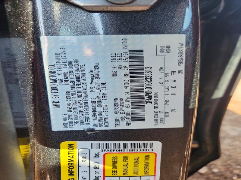2016 Ford Fusion მანქანა იყიდება აუქციონზე, vin: 3FA6P0HD1GR338813, აუქციონის ნომერი: 57842856