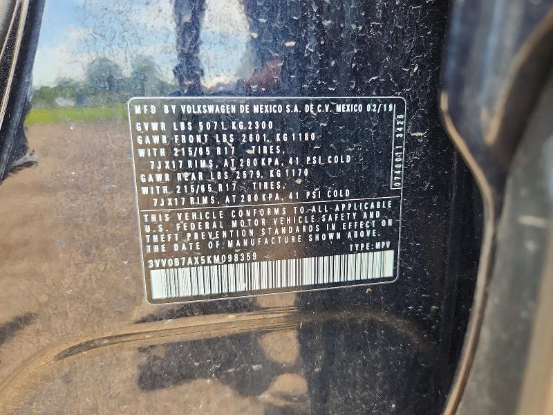 56615766 :رقم المزاد ، 3VV0B7AX5KM098359 vin ، 2019 Volkswagen Tiguan مزاد بيع
