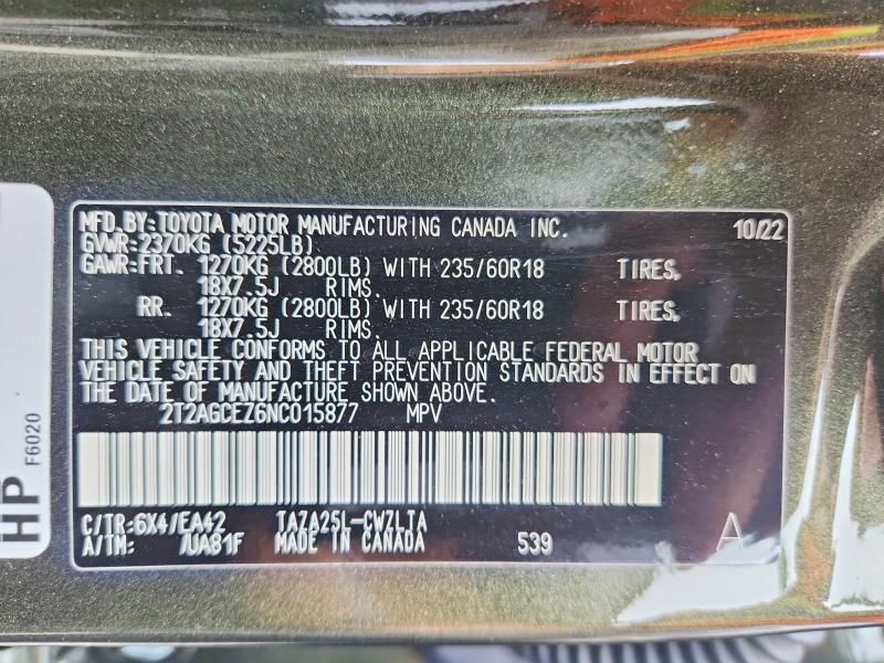 Aukcja sprzedaży 2022 Lexus Nx, vin: 2T2AGCEZ6NC015877, numer aukcji: 58019966