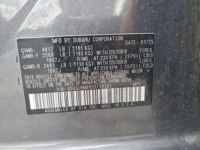 2025 Subaru Crosstrek მანქანა იყიდება აუქციონზე, vin: 4S4GUHM68S3719381, აუქციონის ნომერი: 56541866
