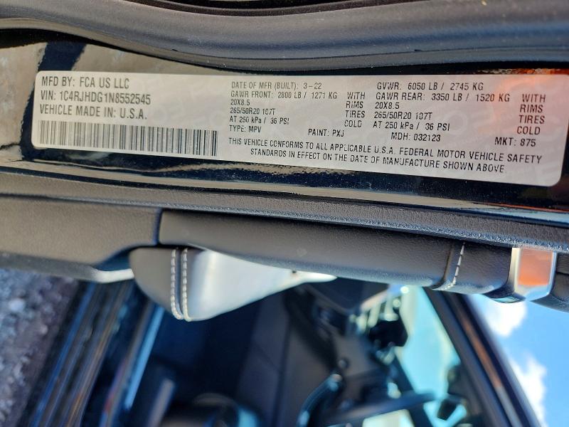 Продаж на аукціоні авто 2022 Jeep Grand Cherokee, vin: 1C4RJHDG1N8552545, номер лоту: 57571146