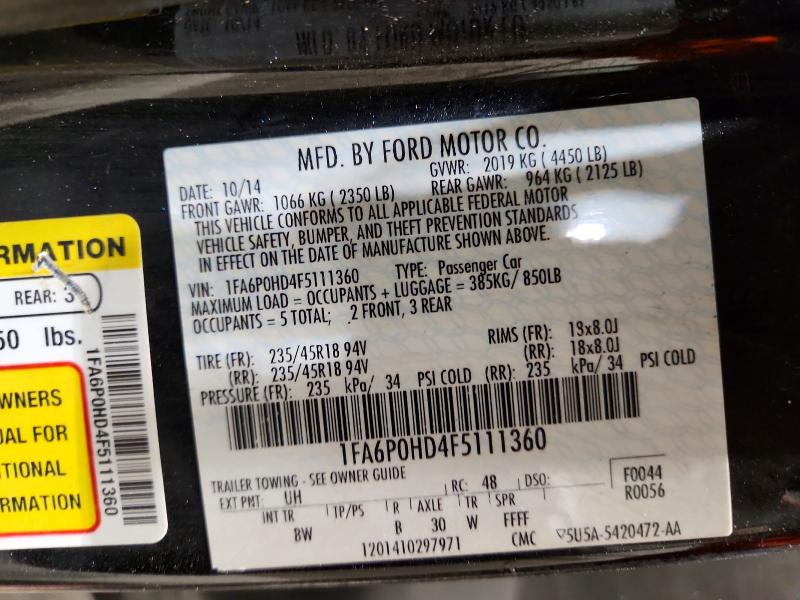 Aukcja sprzedaży 2015 Ford Fusion, vin: 1FA6P0HD4F5111360, numer aukcji: 55956726