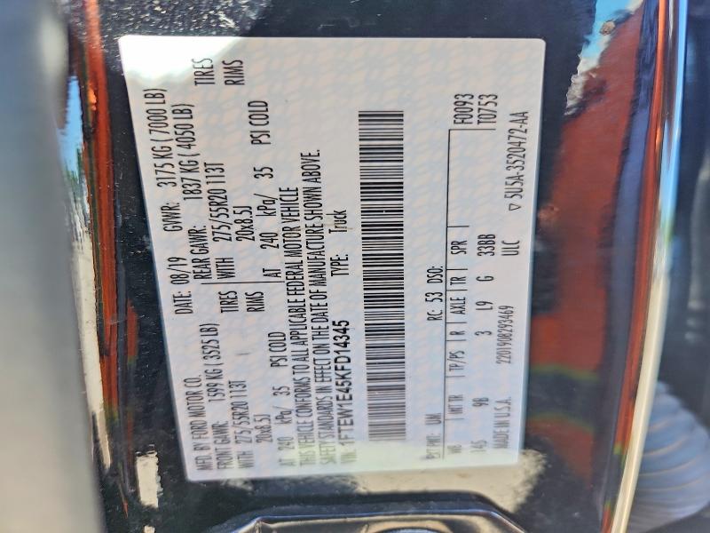 Продаж на аукціоні авто 2019 Ford F150, vin: 1FTEW1E45KFD14345, номер лоту: 55533676
