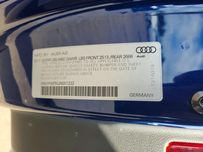 Продаж на аукціоні авто 2018 Audi A5, vin: WAUYNGF50JN001232, номер лоту: 57638446