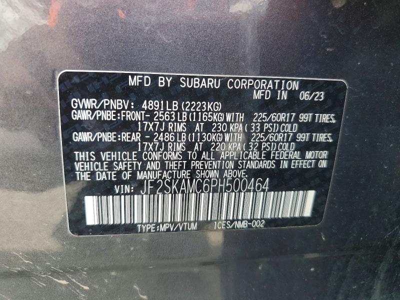 Aukcja sprzedaży 2023 Subaru Forester, vin: JF2SKAMC6PH500464, numer aukcji: 56352296