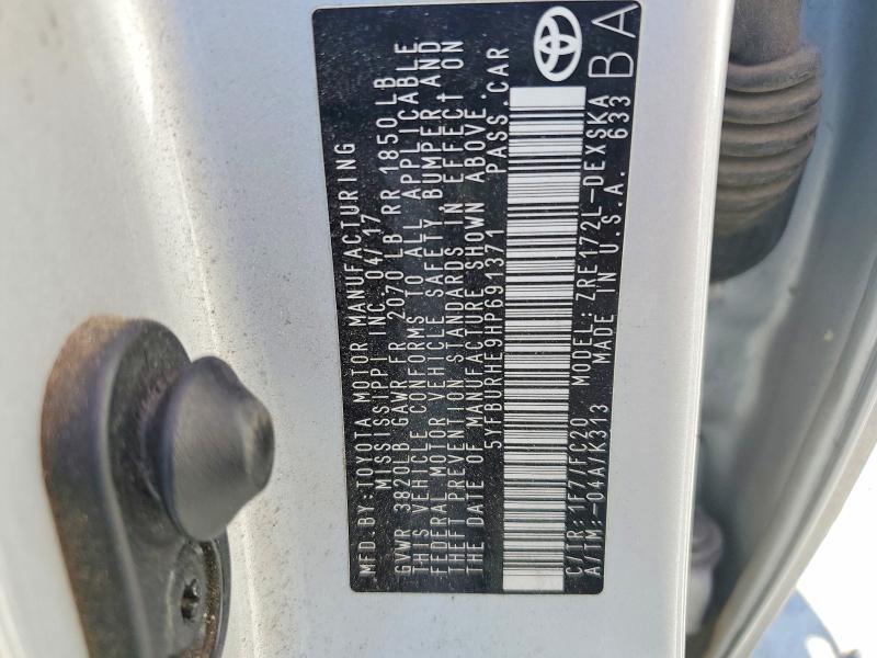 Aukcja sprzedaży 2017 Toyota Corolla, vin: 5YFBURHE9HP691371, numer aukcji: 85460515