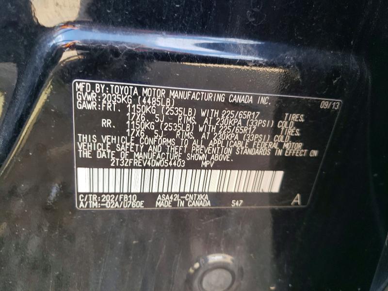 Auction sale of the 2013 Toyota Rav4, vin: 2T3ZFREV4DW054403, lot number: 56497386