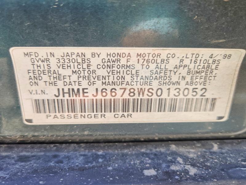 Aukcja sprzedaży 1998 Honda Civic, vin: JHMEJ6678WS013052, numer aukcji: 52618026
