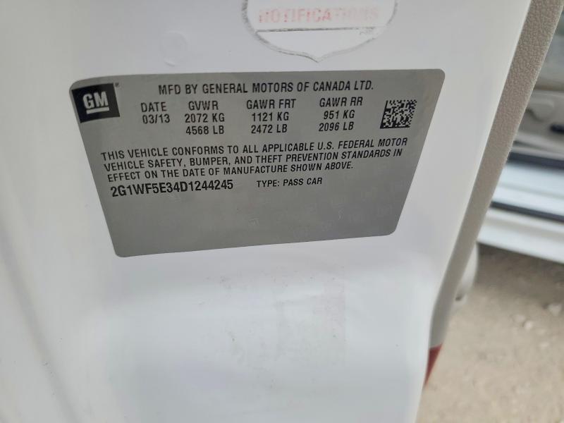 58262326 :رقم المزاد ، 2G1WF5E34D1244245 vin ، 2013 Chevrolet Impala مزاد بيع