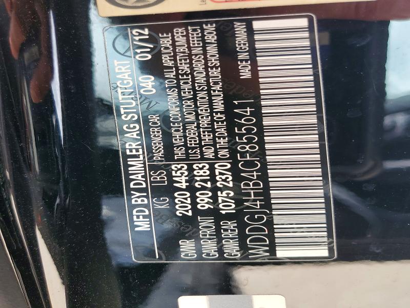 Aukcja sprzedaży 2012 Mercedes-benz C, vin: WDDGJ4HB4CF855641, numer aukcji: 56638196