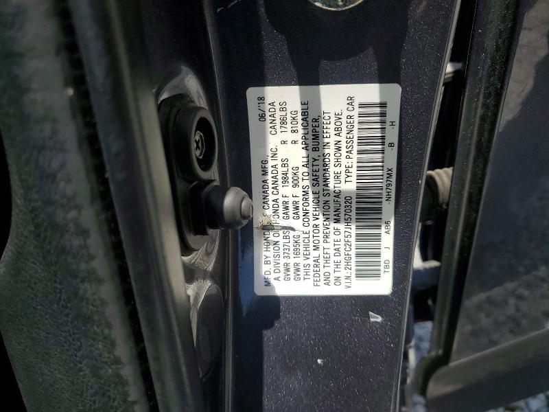 2018 Honda Civic მანქანა იყიდება აუქციონზე, vin: 2HGFC2F57JH570320, აუქციონის ნომერი: 56632506