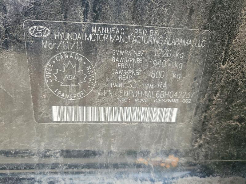 56662796 :رقم المزاد ، 5NPDH4AE6BH042237 vin ، 2011 Hyundai Elantra مزاد بيع
