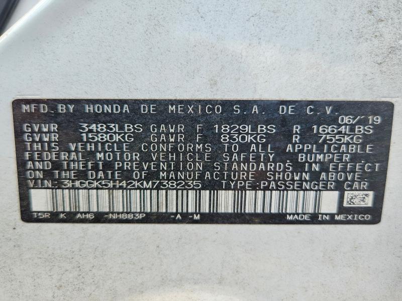 Продажа на аукционе авто 2019 Honda Fit, vin: 3HGGK5H42KM738235, номер лота: 58229306
