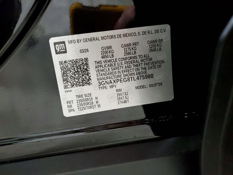 Продажа на аукционе авто 2026 Chevrolet Equinox, vin: 3GNAXPEG8TL475988, номер лота: 58330196