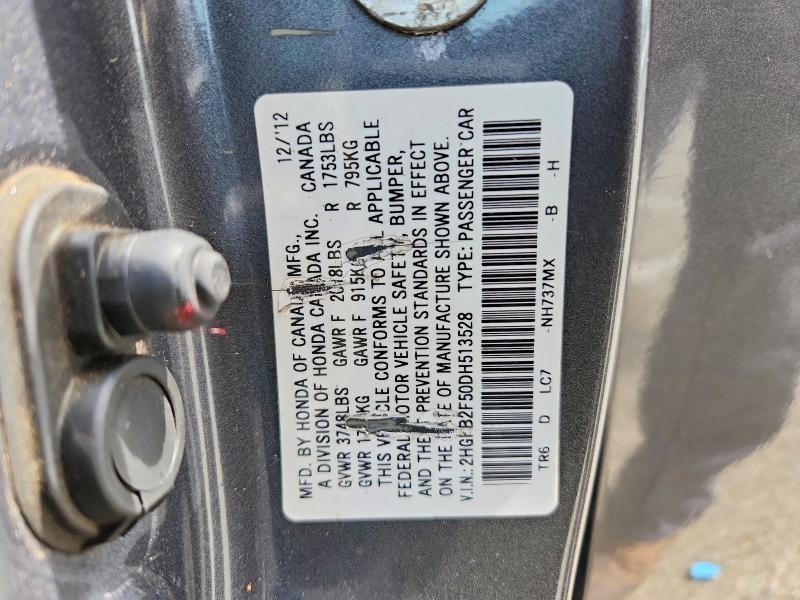 Aukcja sprzedaży 2013 Honda Civic Lx, vin: 2HGFB2F50DH513528, numer aukcji: 56148506