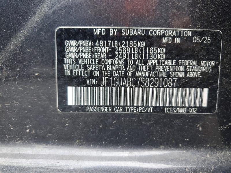 Продажа на аукционе авто 2025 Subaru Impreza, vin: JF1GUABC7S8291087, номер лота: 55901926