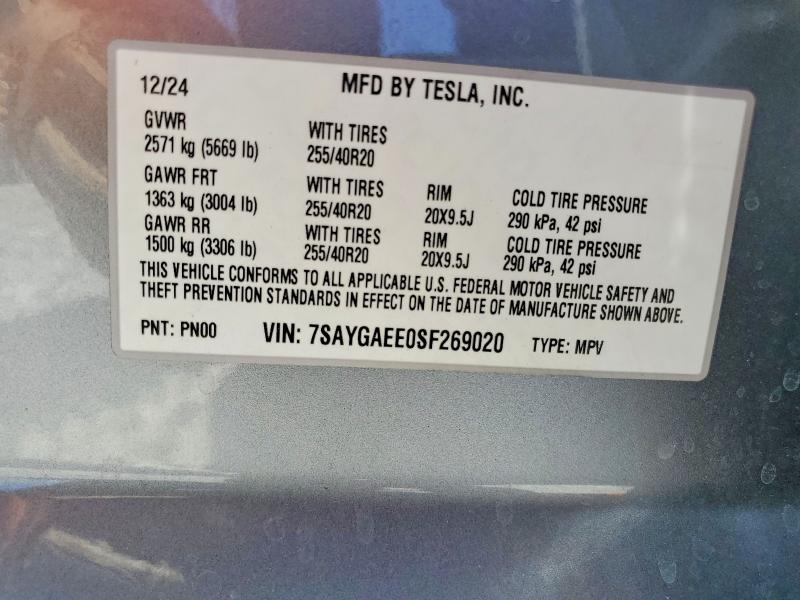 Продаж на аукціоні авто 2025 Tesla Model Y, vin: 7SAYGAEE0SF269020, номер лоту: 55809526