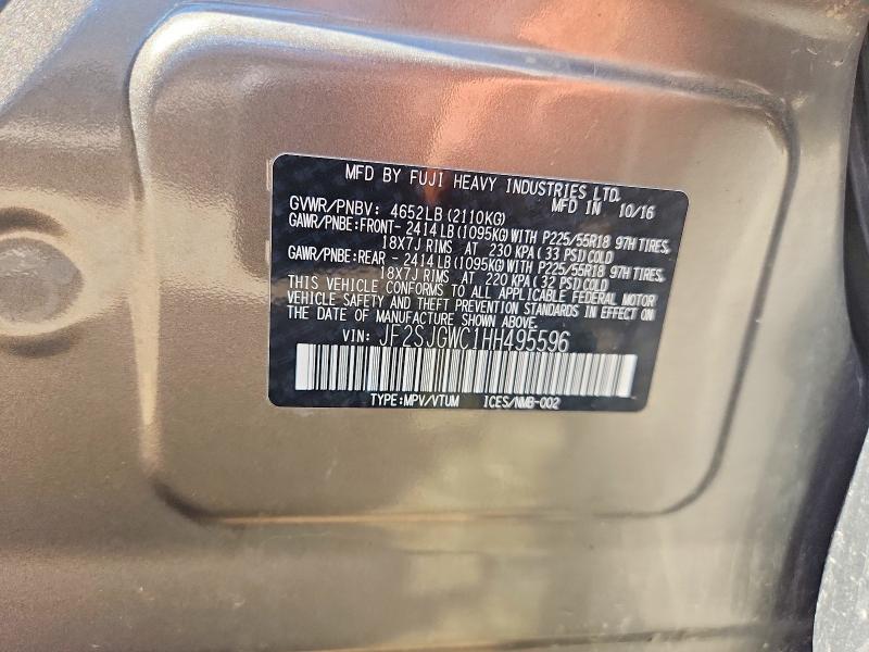Продаж на аукціоні авто 2017 Subaru Forester, vin: JF2SJGWC1HH495596, номер лоту: 56942686
