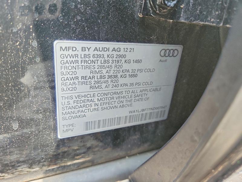 Aukcja sprzedaży 2022 Audi Q7, vin: WA1LJBF77ND007547, numer aukcji: 56668226