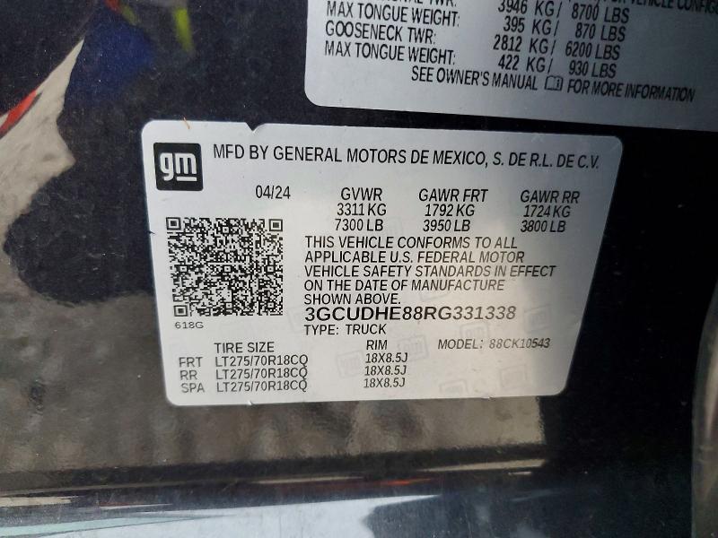 Aukcja sprzedaży 2024 Chevrolet Silverado, vin: 3GCUDHE88RG331338, numer aukcji: 55103146
