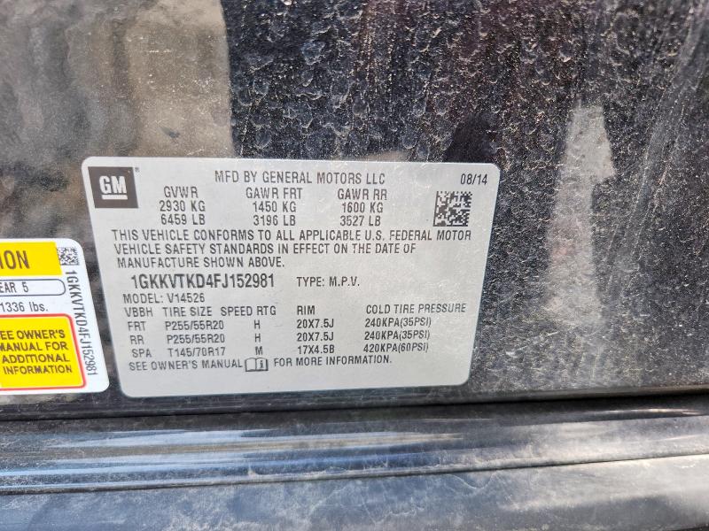 56685156 :رقم المزاد ، 1GKKVTKD4FJ152981 vin ، 2015 Gmc Acadia مزاد بيع