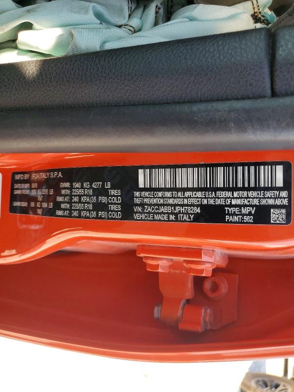 Продаж на аукціоні авто 2018 Jeep Renegade, vin: ZACCJABB1JPH78284, номер лоту: 57596546