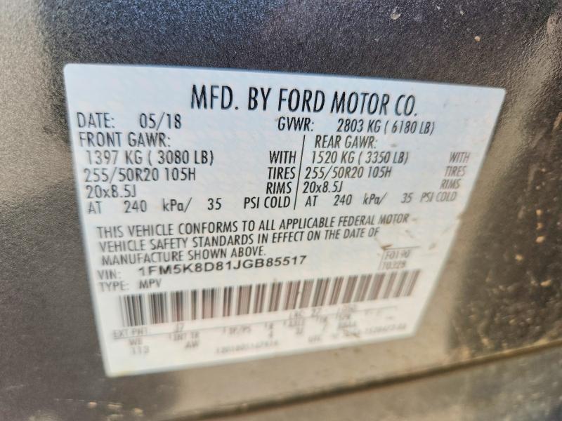 Продаж на аукціоні авто 2018 Ford Explorer, vin: 1FM5K8D81JGB85517, номер лоту: 56247406
