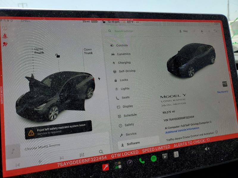 Продажа на аукционе авто 2022 Tesla Model Y, vin: 7SAYGDEE6NF322454, номер лота: 58488126